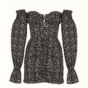 NAIA Lily Dress Black Orange Floral XS